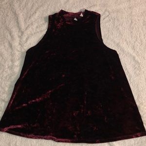 Red velvet, halter top; size medium